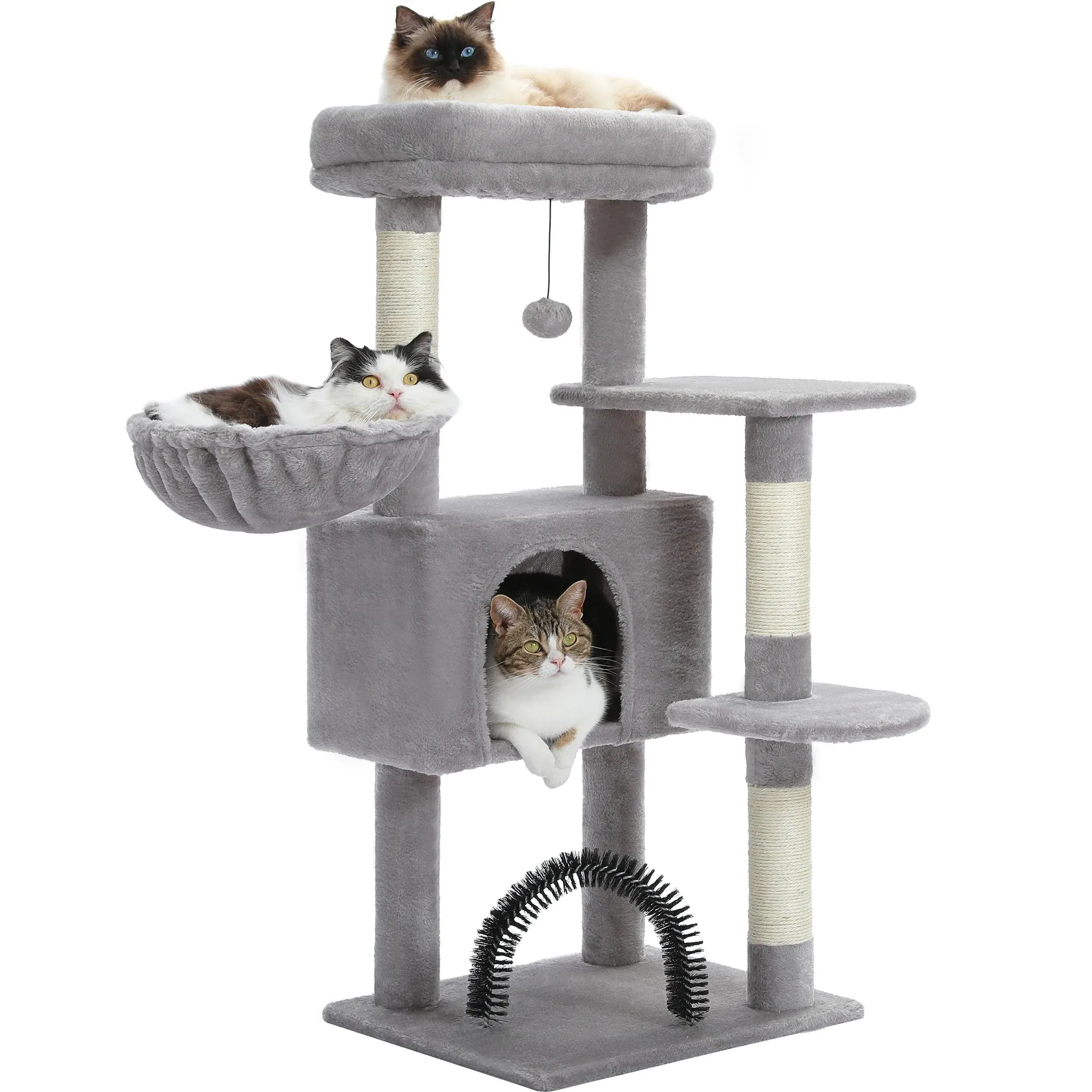 Plush Cat Tree Tower with Cozy Hammock and Scratching Posts