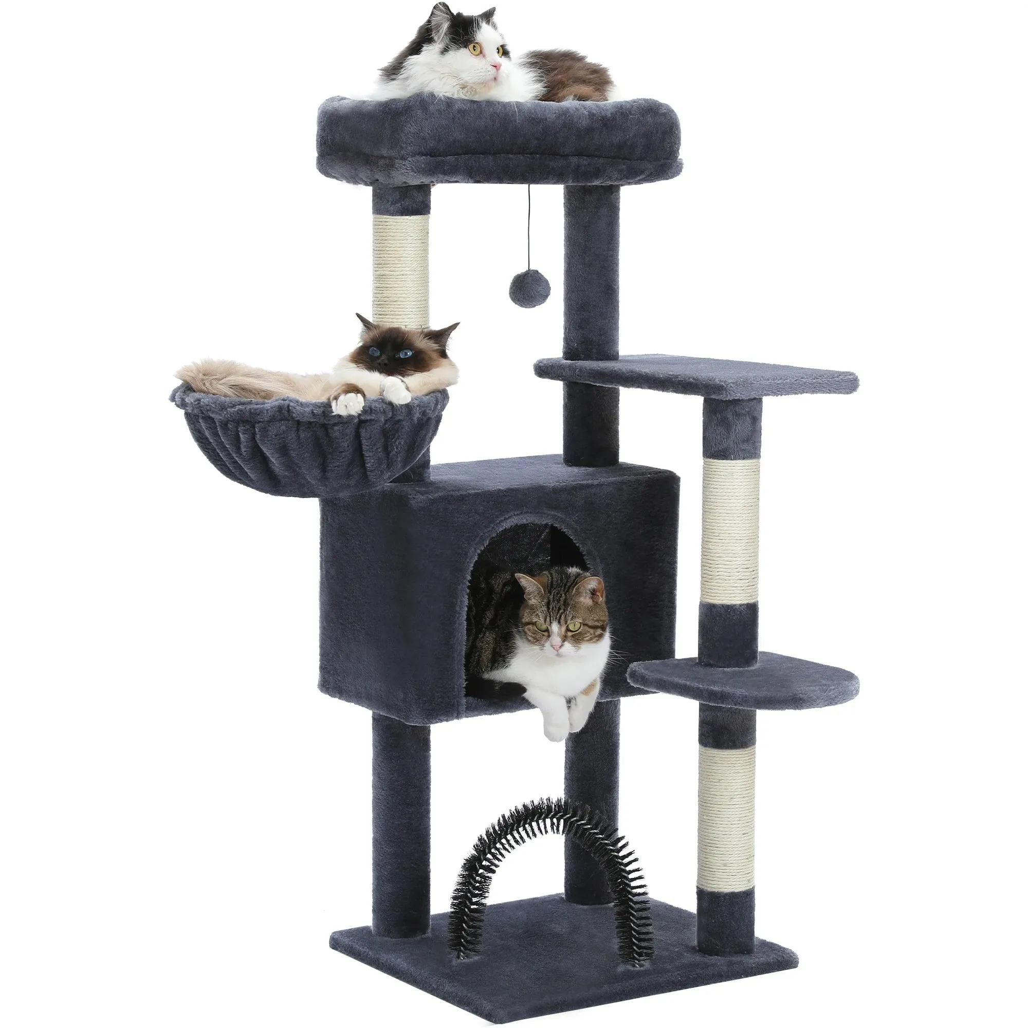 Plush Cat Tree Tower with Cozy Hammock and Scratching Posts