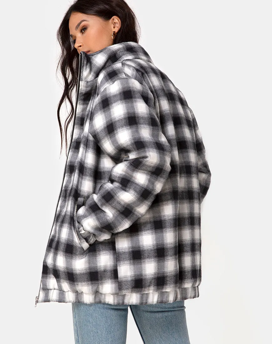 Raven Jacket in Plaid Black White