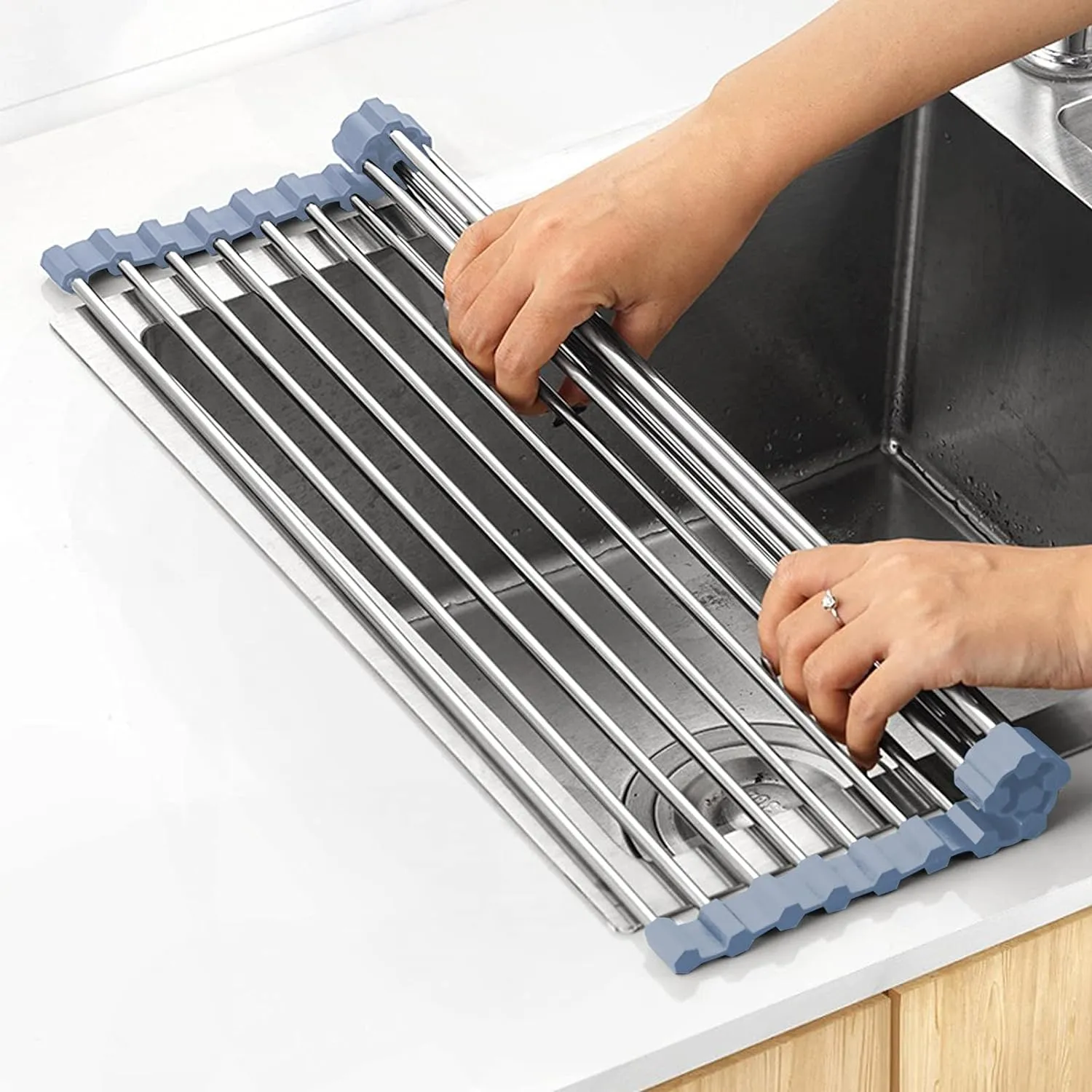 Roll up Over The Sink | Stainless Steel Dish Drying Rack