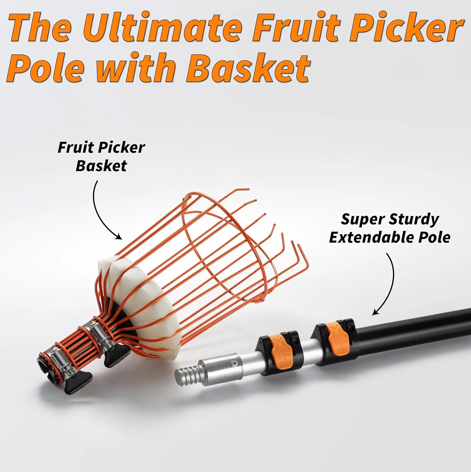 Telescoping Fruit Picker with Basket, Ultimate High-Reach Tool for Apples, Oranges, Mangoes, and More