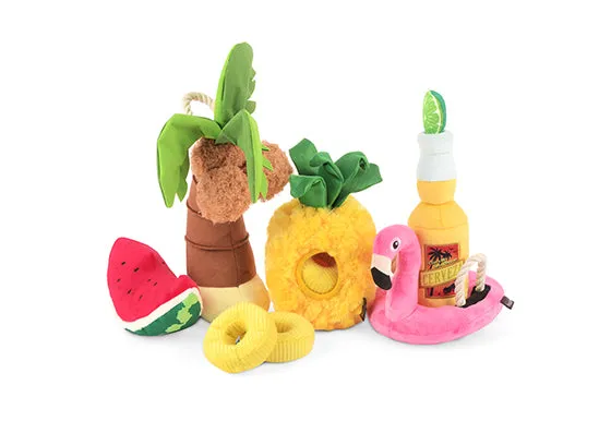 Tropical Paradise Squeaky Plush Dog toys, Bundle