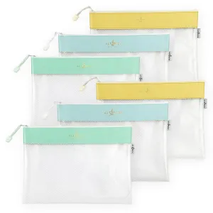 Zip 'n' Stash Pouches Bundle (6 pcs, 3 Assorted Colors)